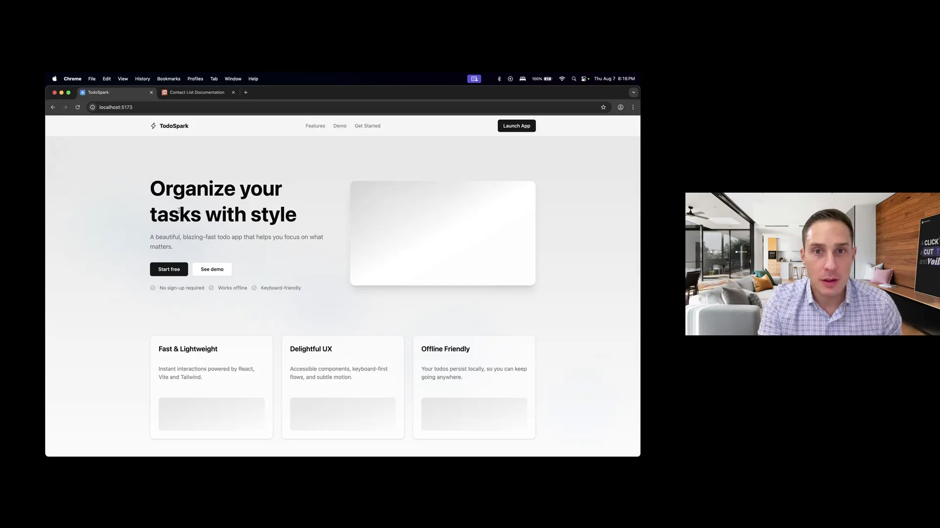 GPT-5 generated modern landing page for to-do app