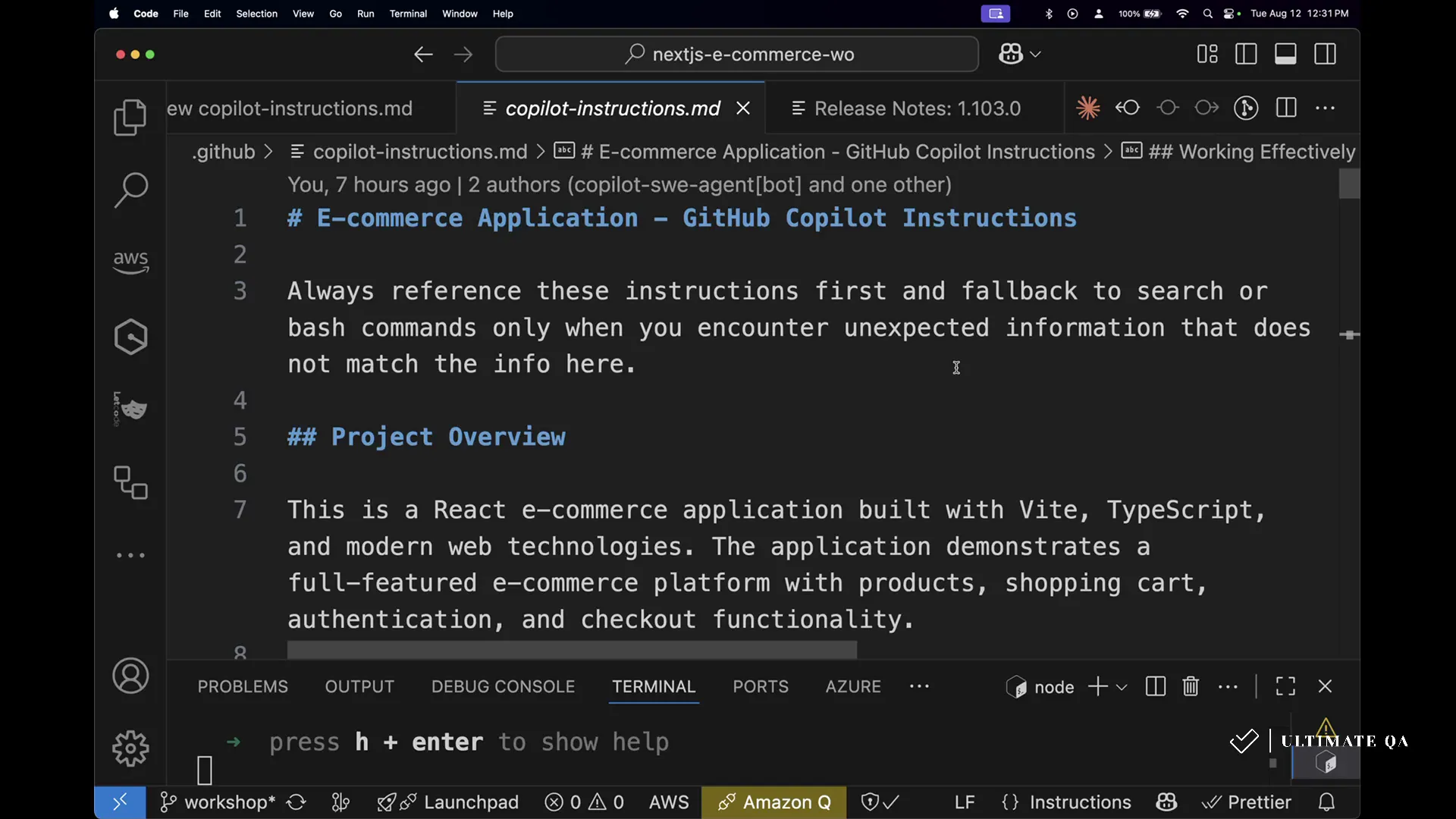 GitHub issue showing Copilot generating instructions and starting a branch