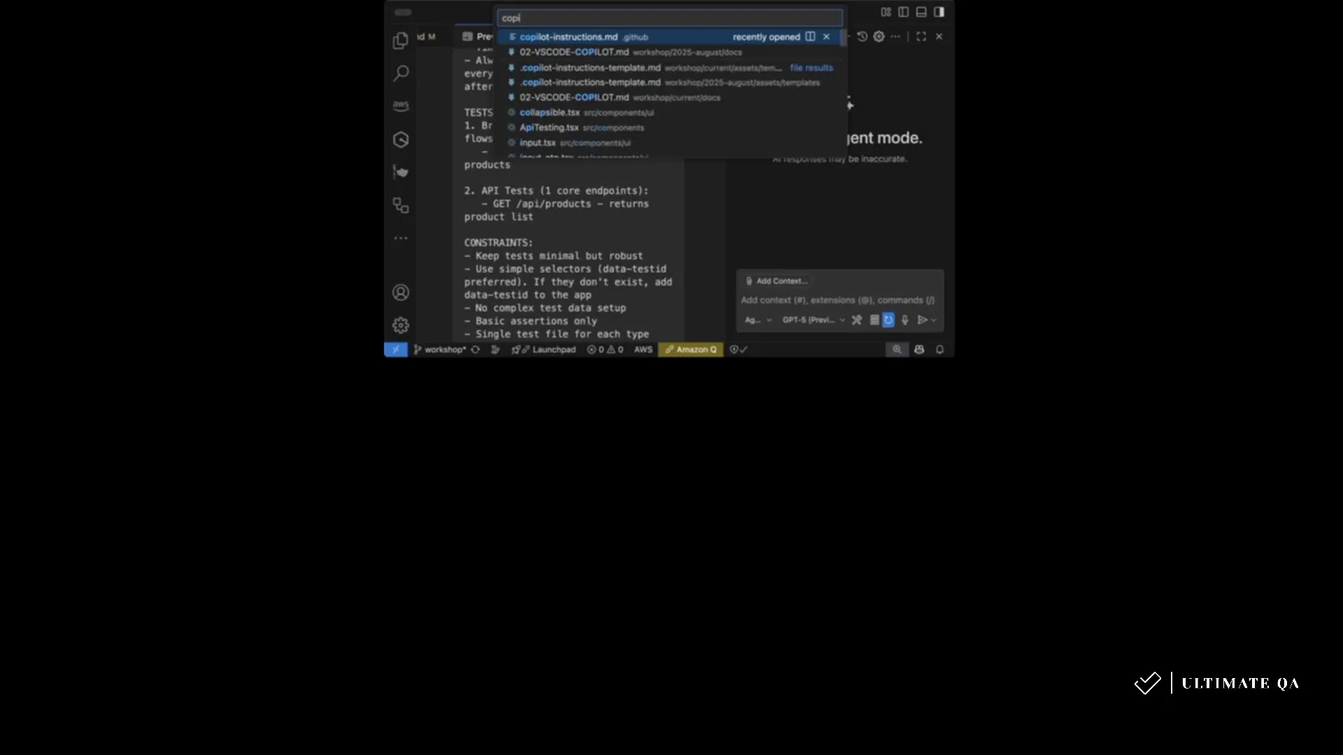 Playwright prompt file being fed into Copilot Chat