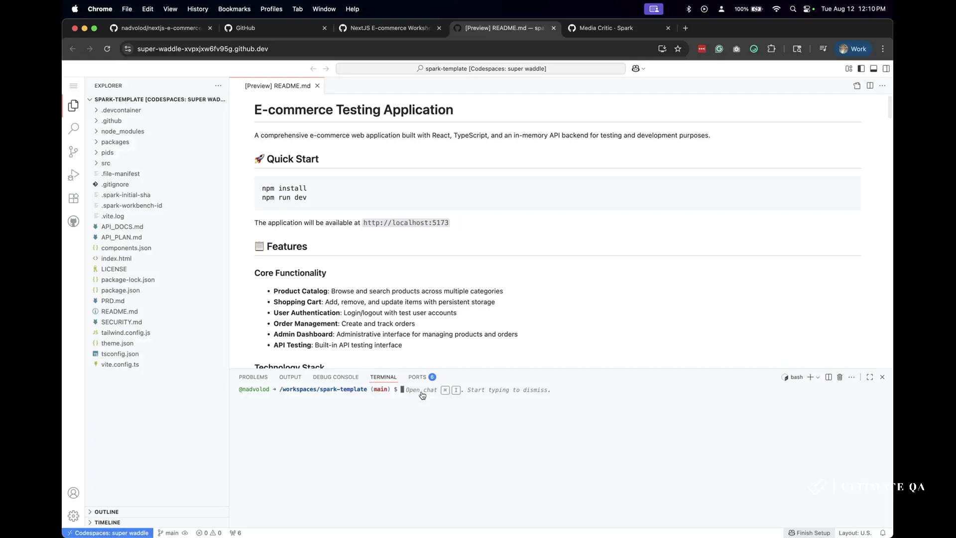 VS Code with GitHub Copilot chat open