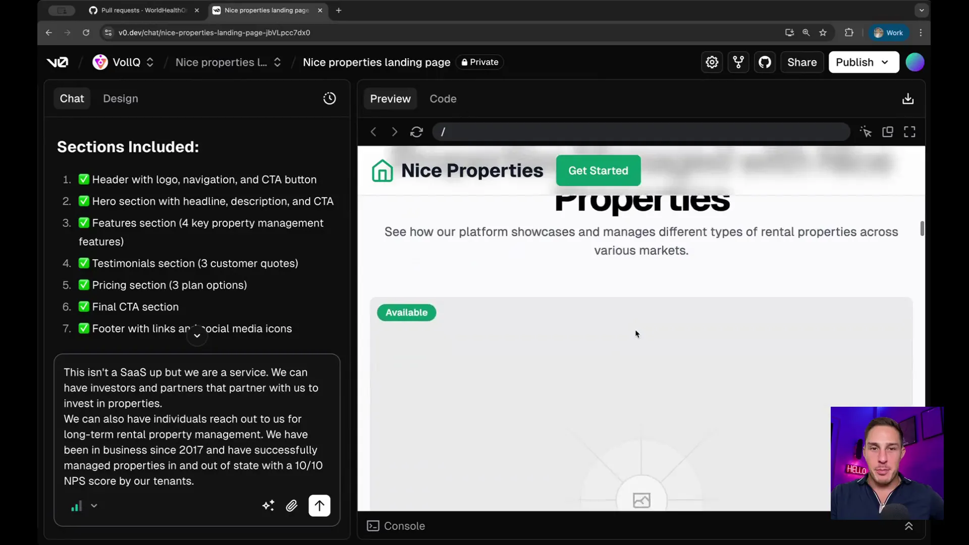 Property showcase component generated by Vercel v0