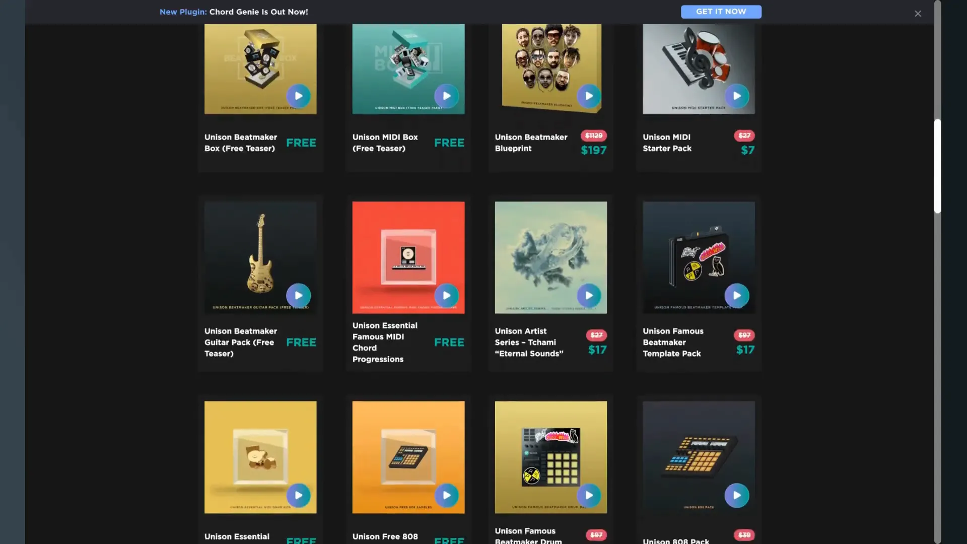 Unison Audio pack layout and product examples