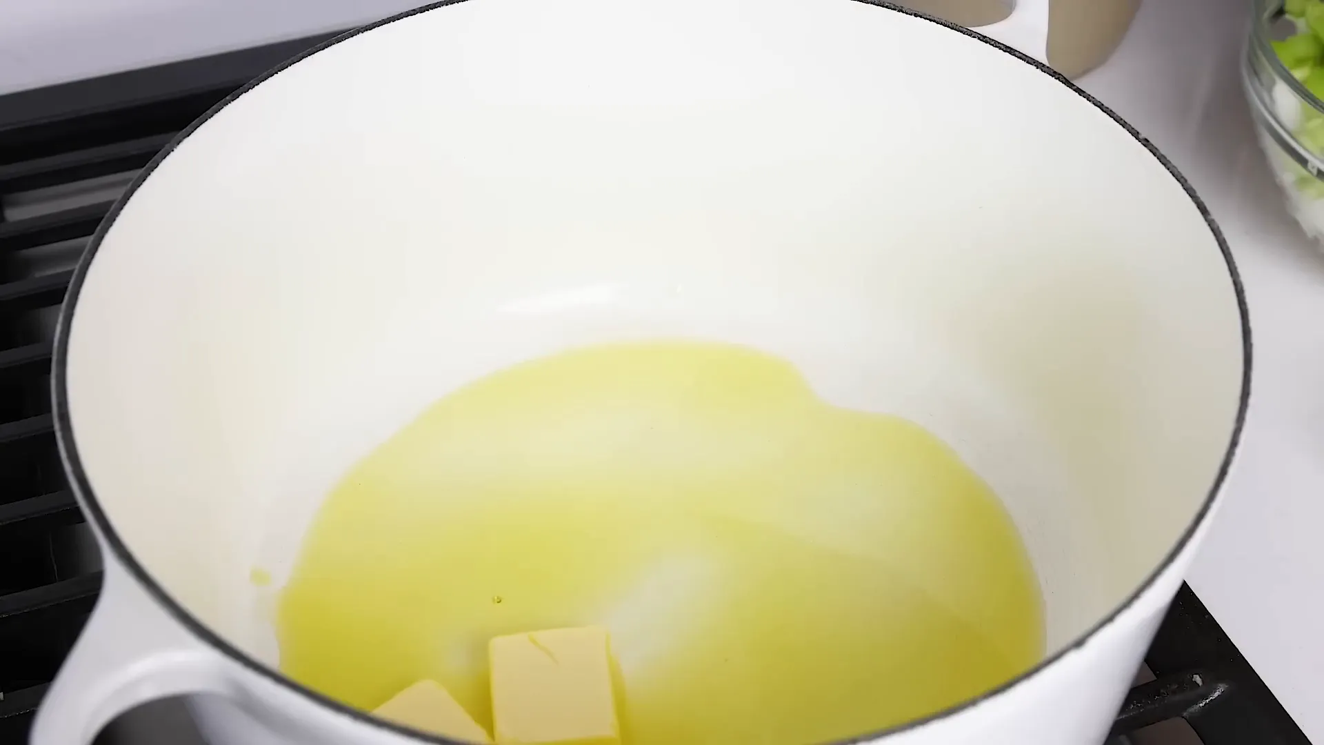Melting butter and oil in pot