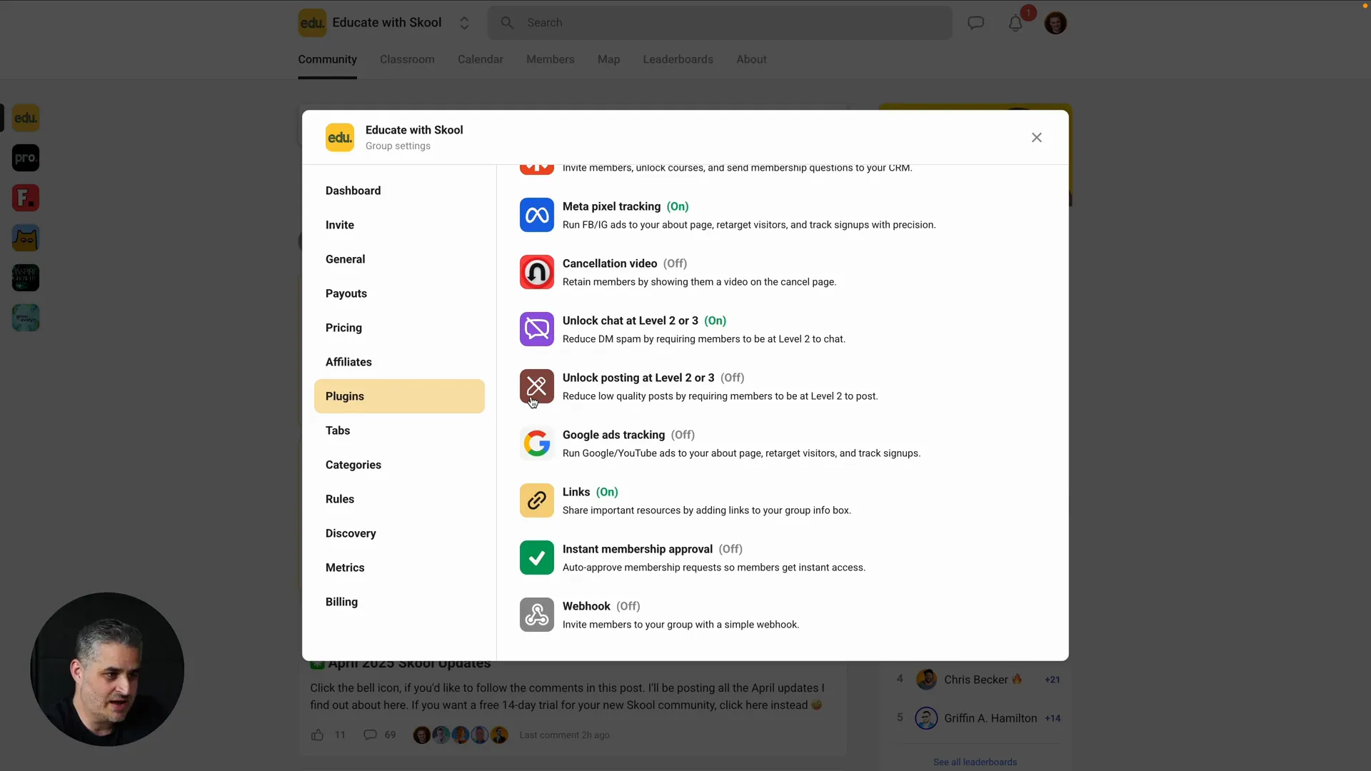 Plugins and additional features in Skool