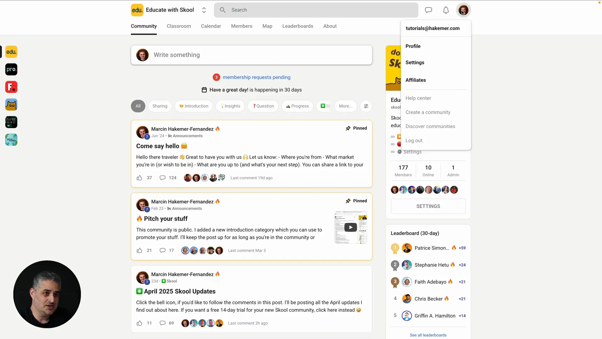 Member profiles and activity tracking in Skool