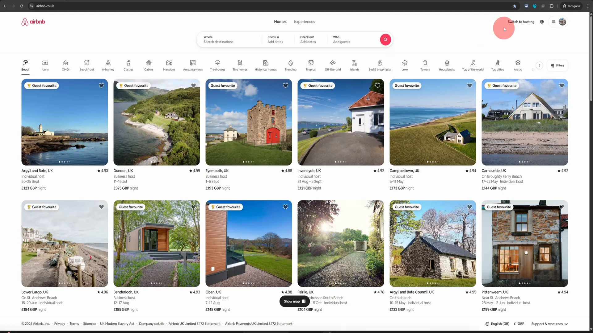 Switch to Hosting button on Airbnb