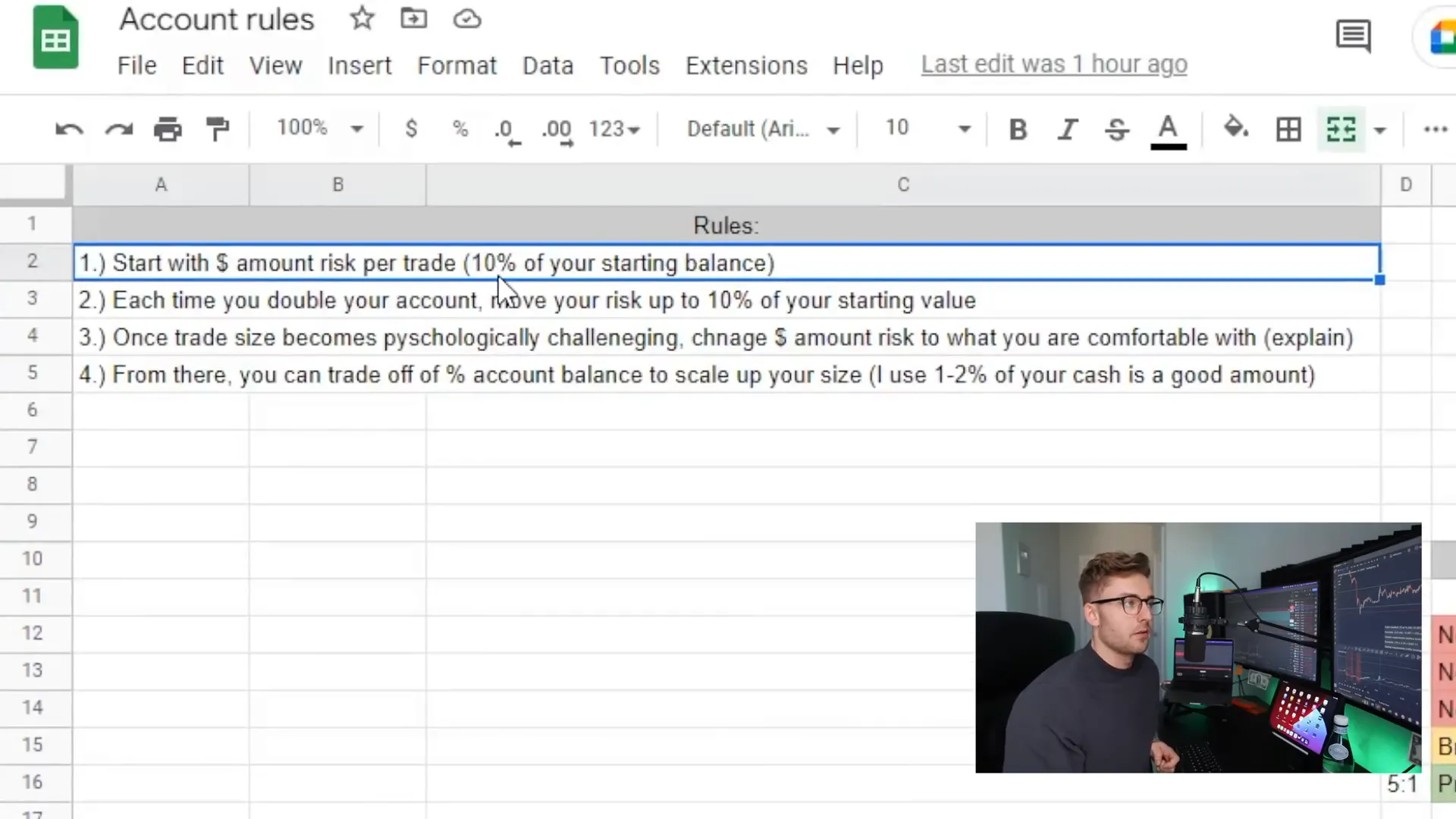 Rules for managing risk and account growth