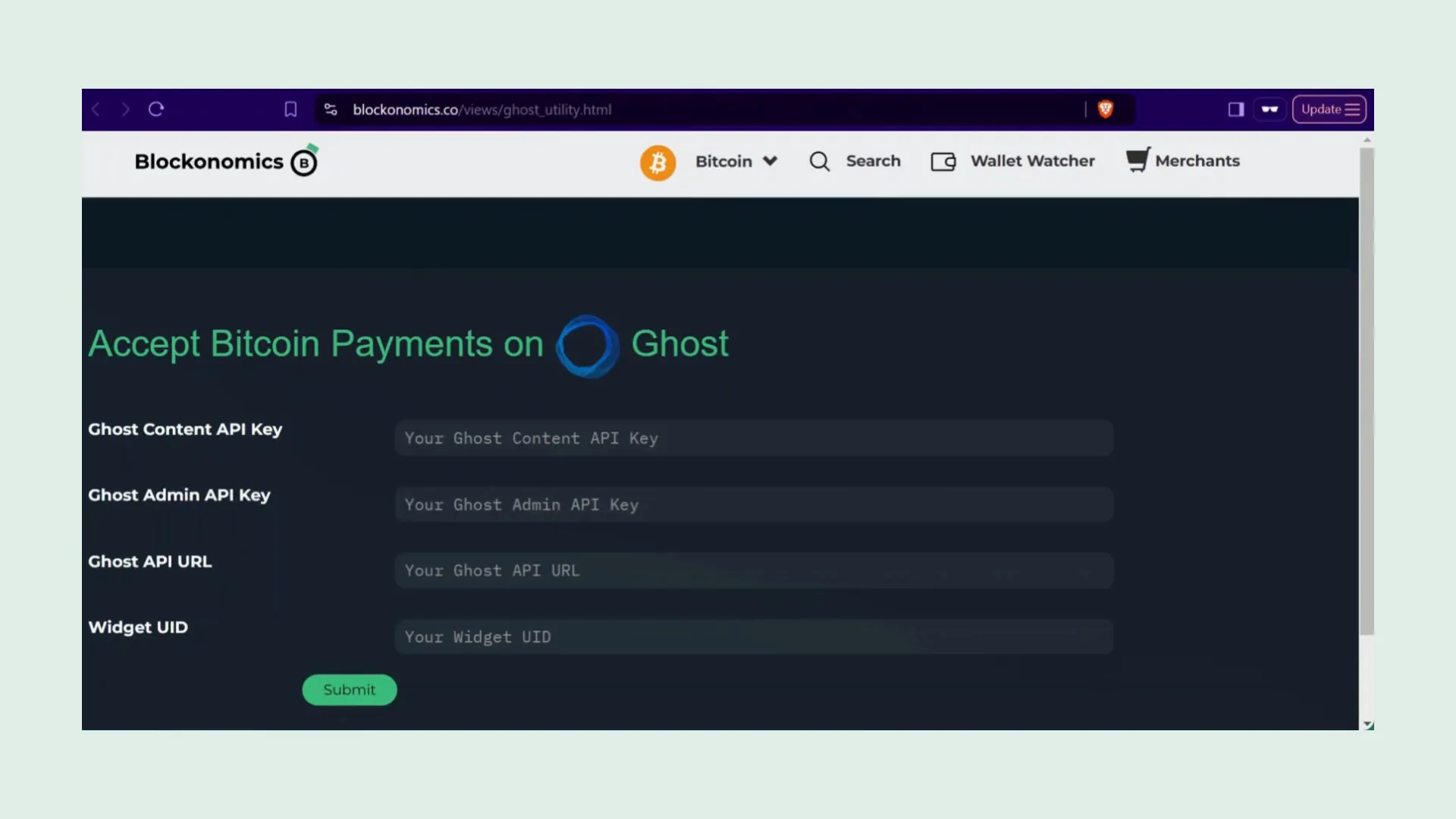 API details for Ghost