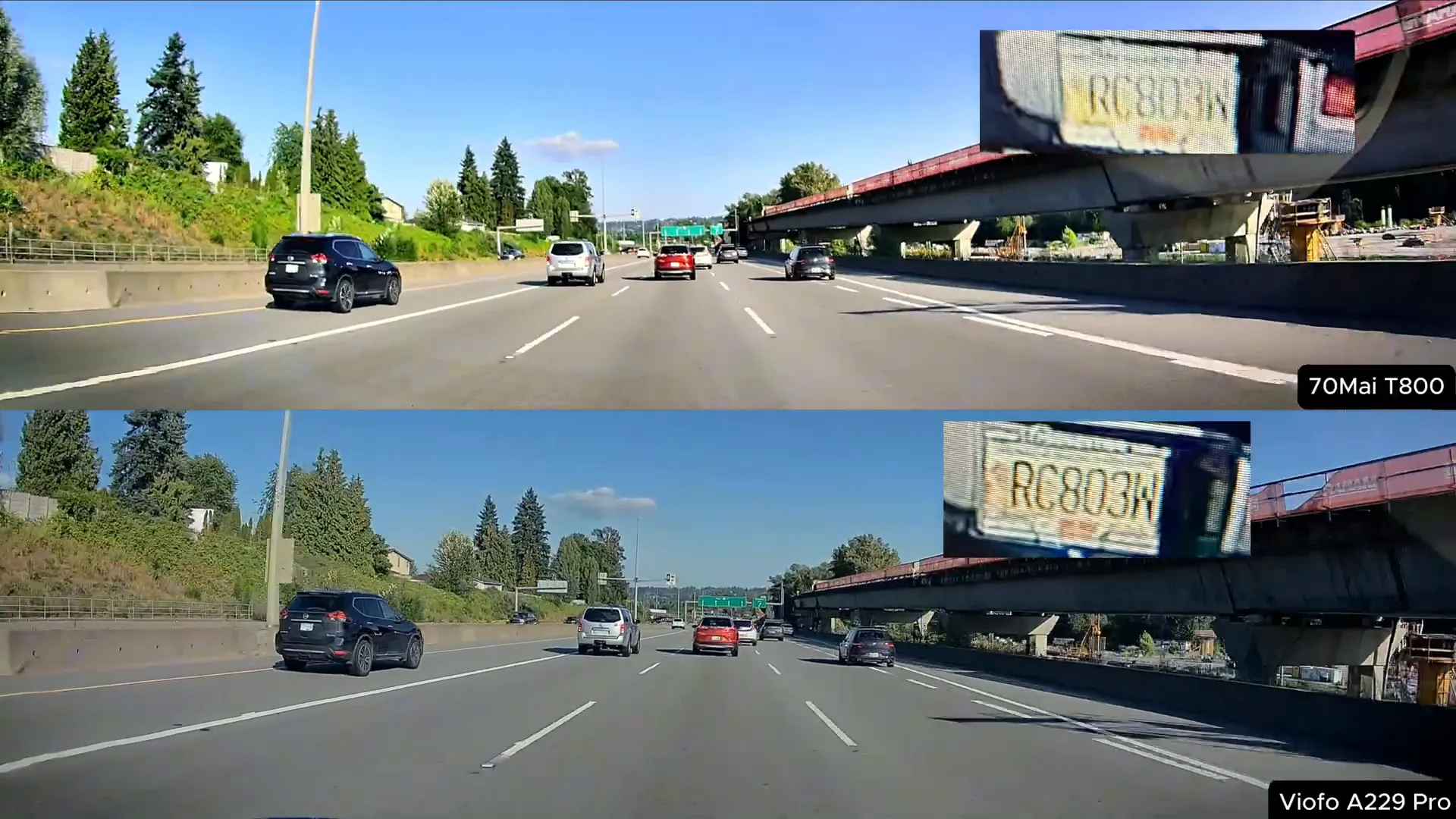 License plate capture on highway by Viofo A229 Pro