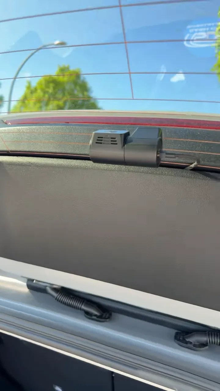 VIOFO rear dash camera mounted on the rear glass of a 2026 Mazda CX-5