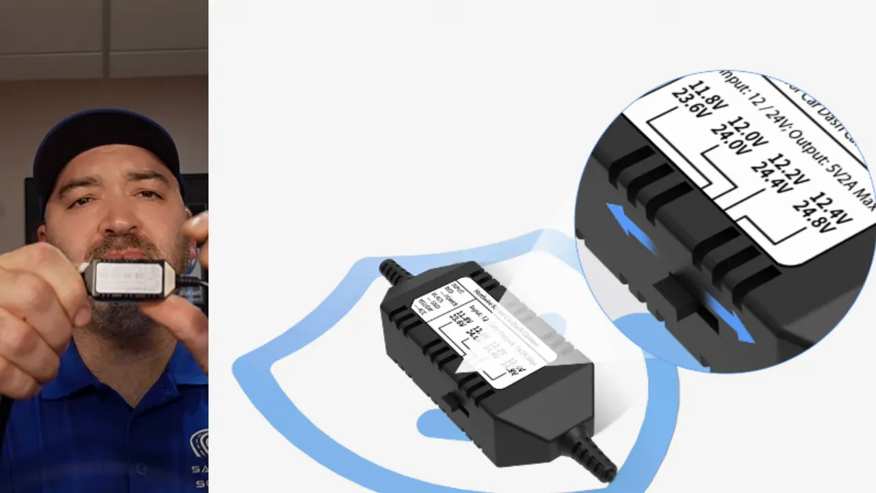 Hardwire cable module product image with label details enlarged in a circular inset