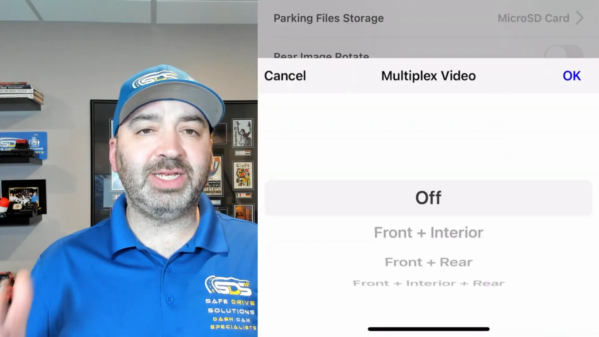 Settings changed to front and interior multiplex video