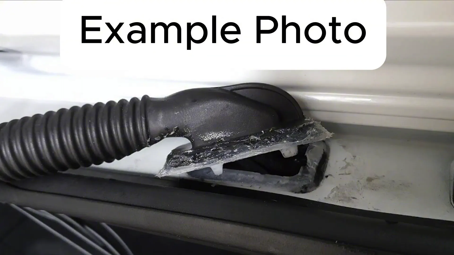 Broken grommet on Range Rover hatch where wiring was forced through