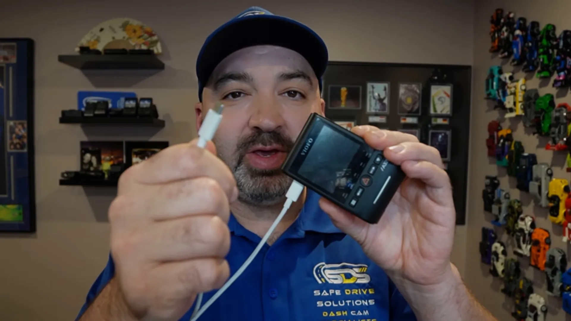 dash cam connected to laptop via USB-C showing video files