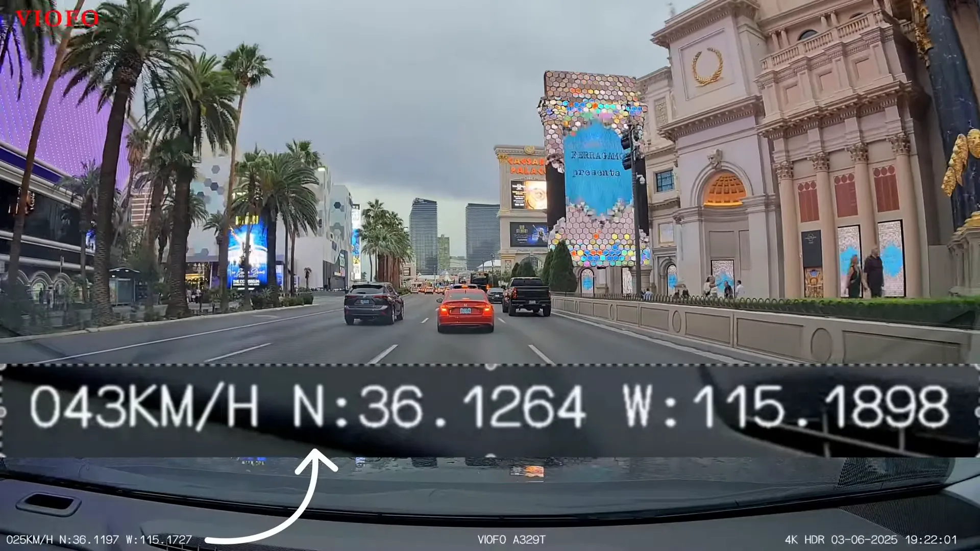 Dash cam playback showing speed and GPS overlay