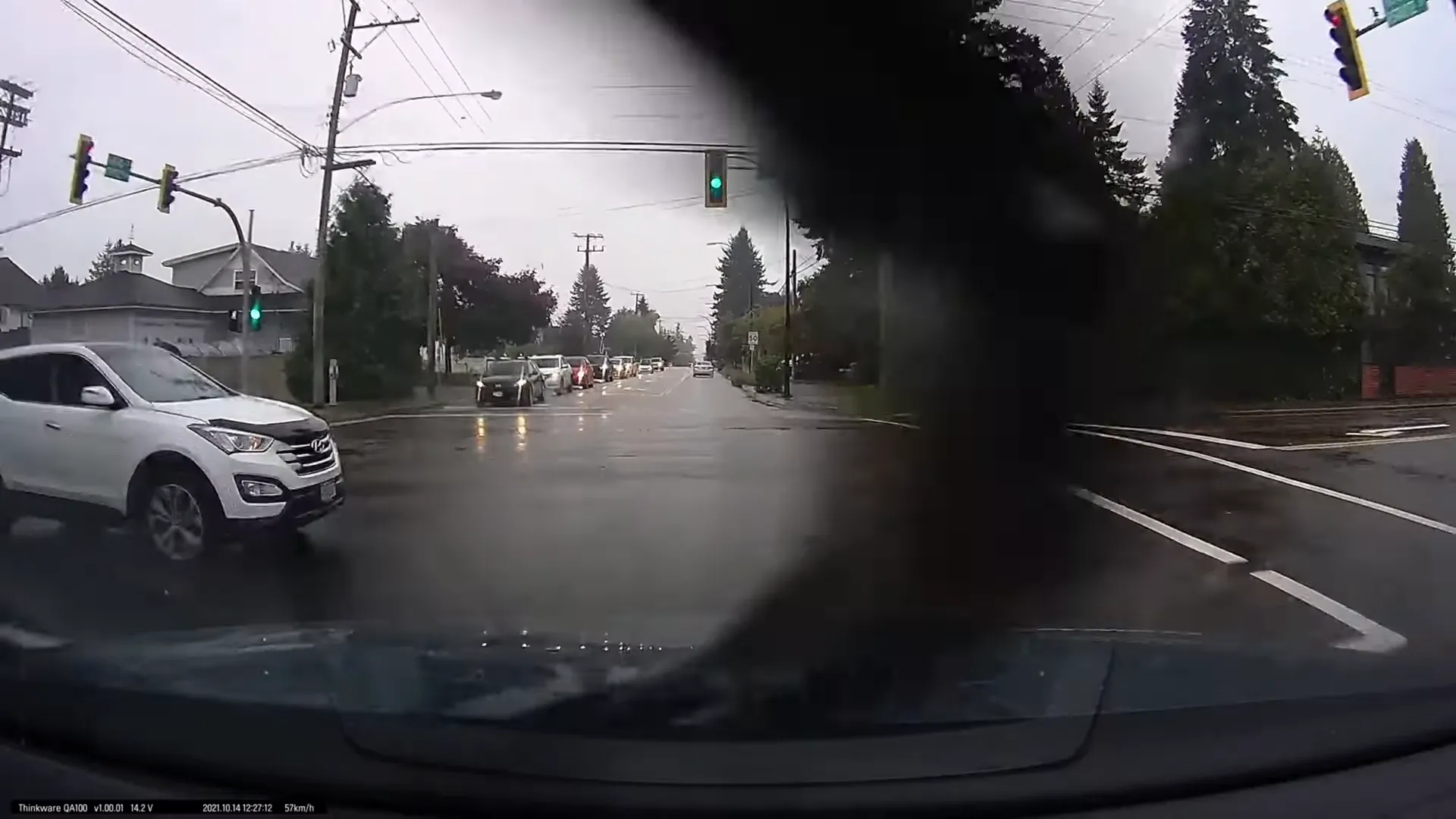 Dash cam footage capturing an accident scenario