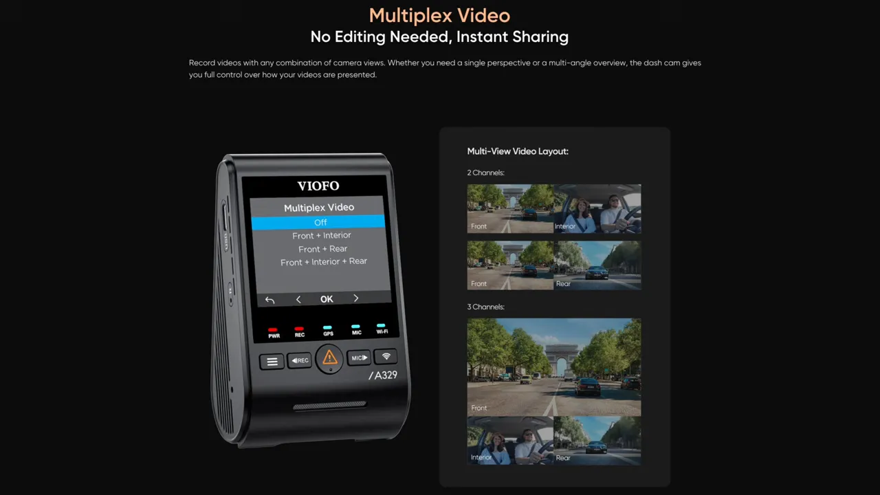 Multiplex video setting in menu