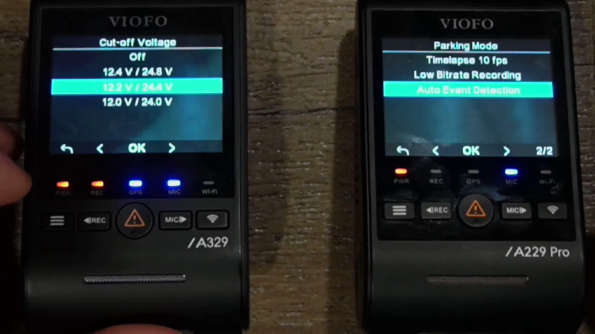 Cutoff voltage setting in Viofo A329S parking mode