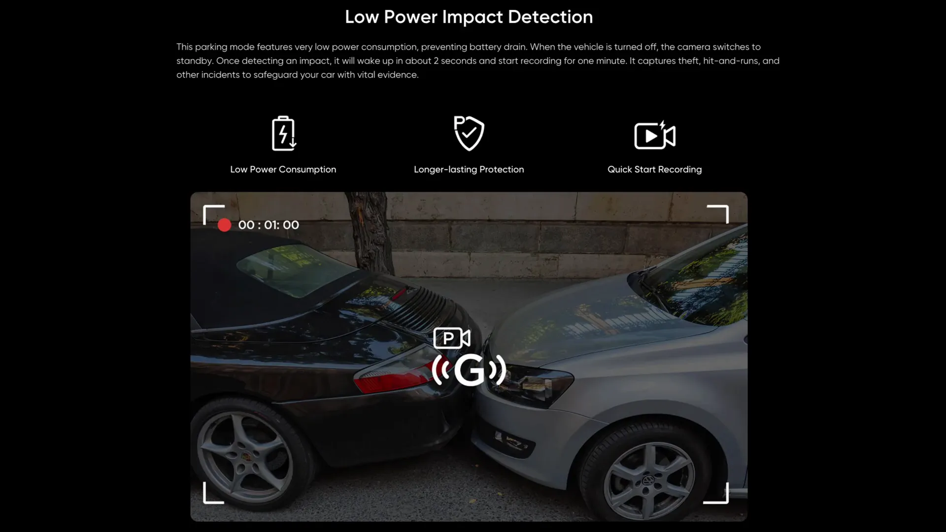 VOFO A329S parking mode standby and impact detection