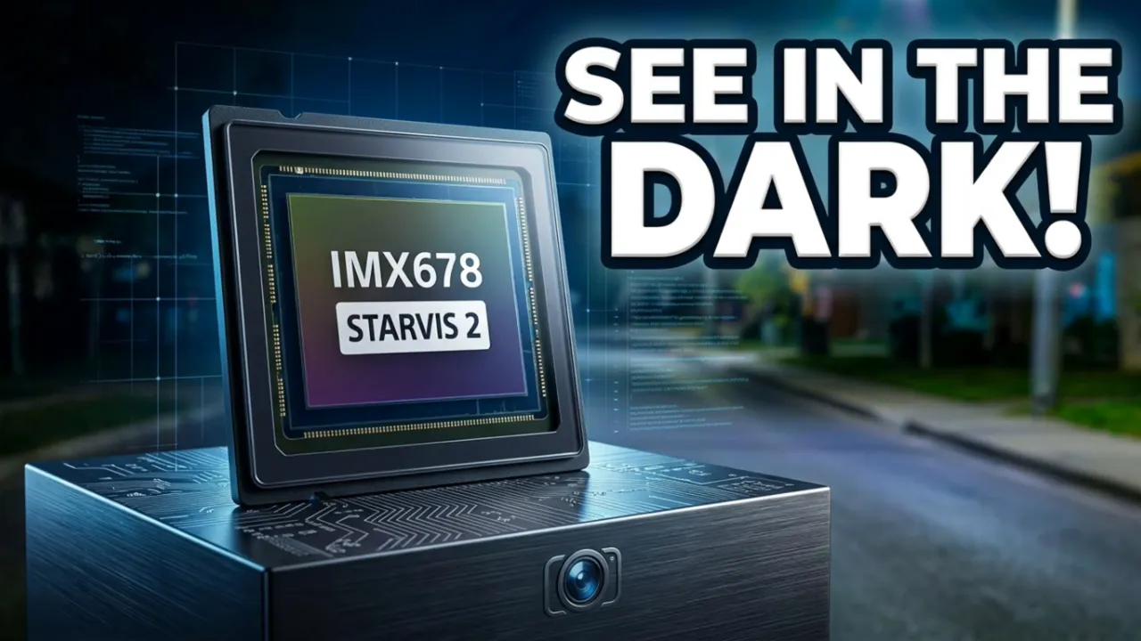 Sony Starvis 2 IMX678 sensor image with text 'See in the Dark'