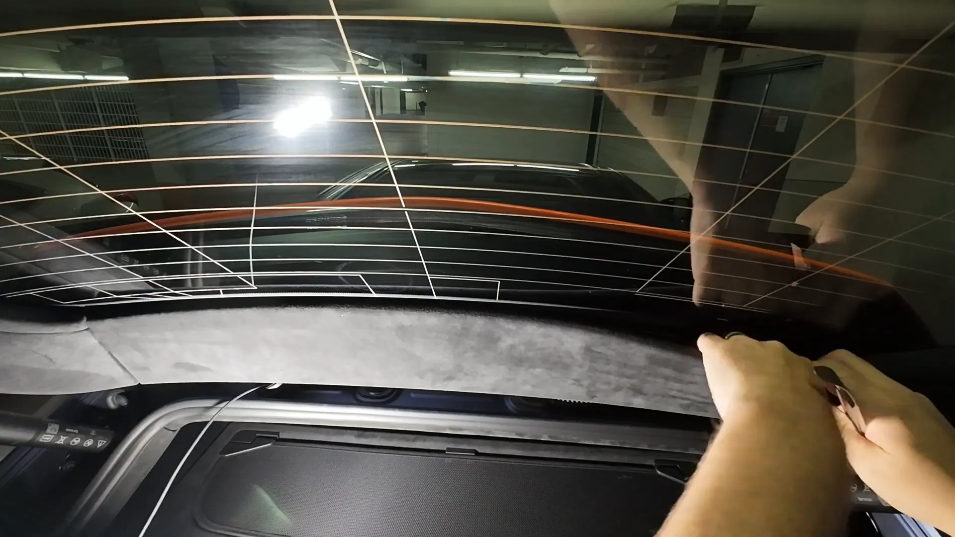 Removing hatch trim to access mounting location and clip points on the rear hatch