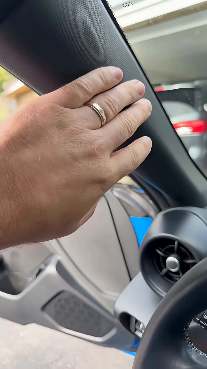 A-pillar trim area beside the Toyota GR86 dashboard