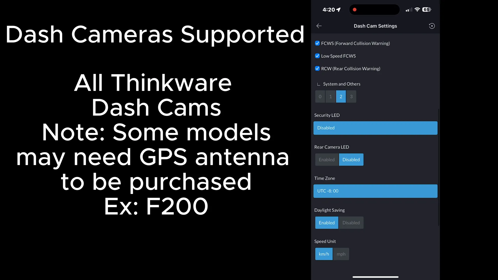 Adjusting settings on Thinkware dash camera