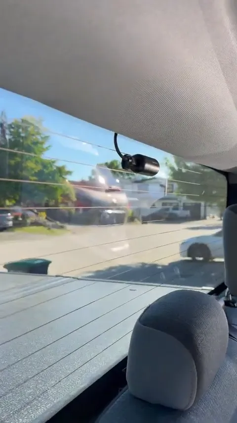 Rear camera mounted on the rear window of Ford Lightning