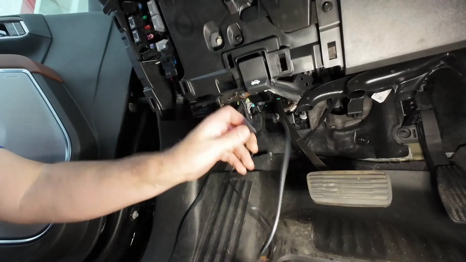 Removing dash panels to hide wiring and manage cables