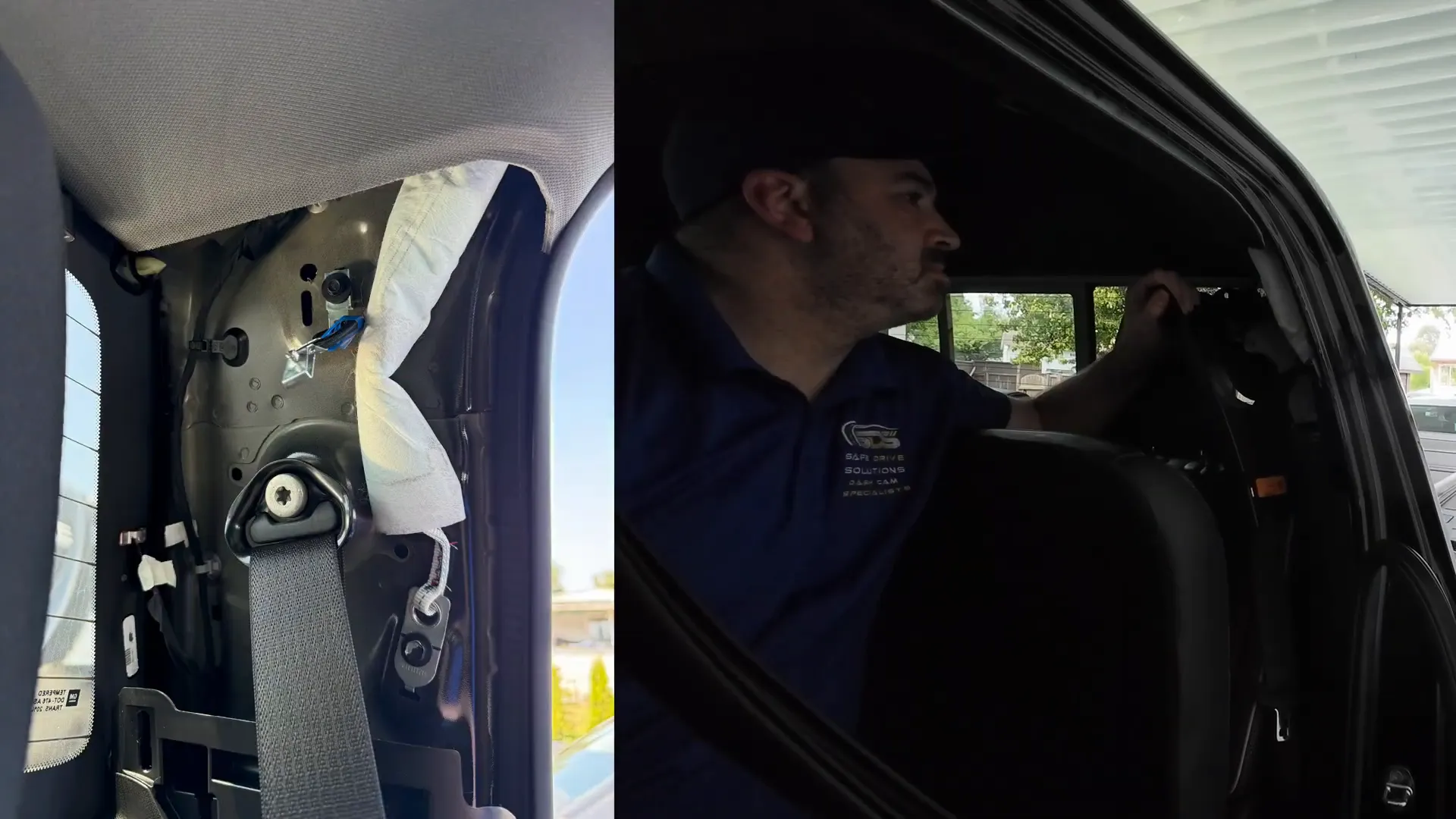 Removing C-pillar panel to access airbag area