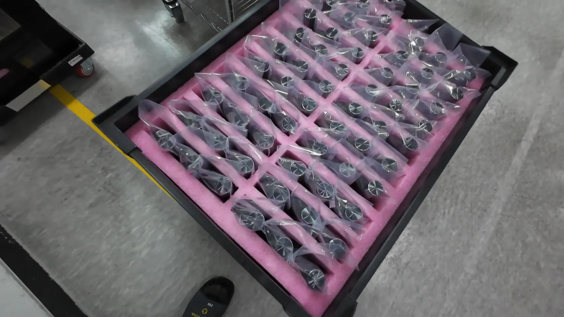 Dash cameras being packaged for shipment