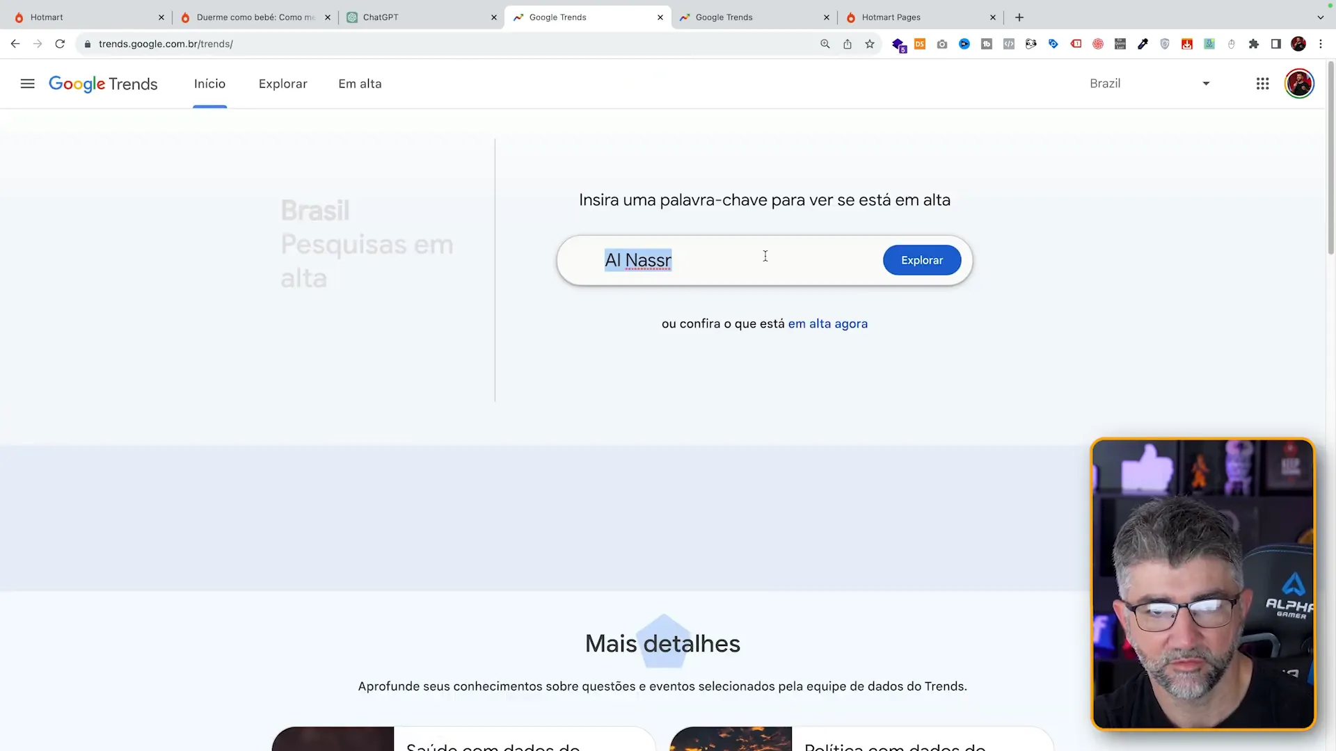 Google Trends mostrando as tendências de busca