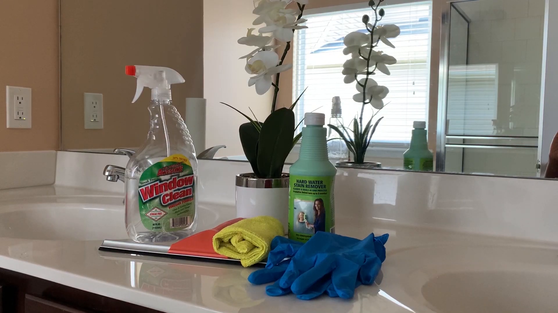 Scrubbing the shower door