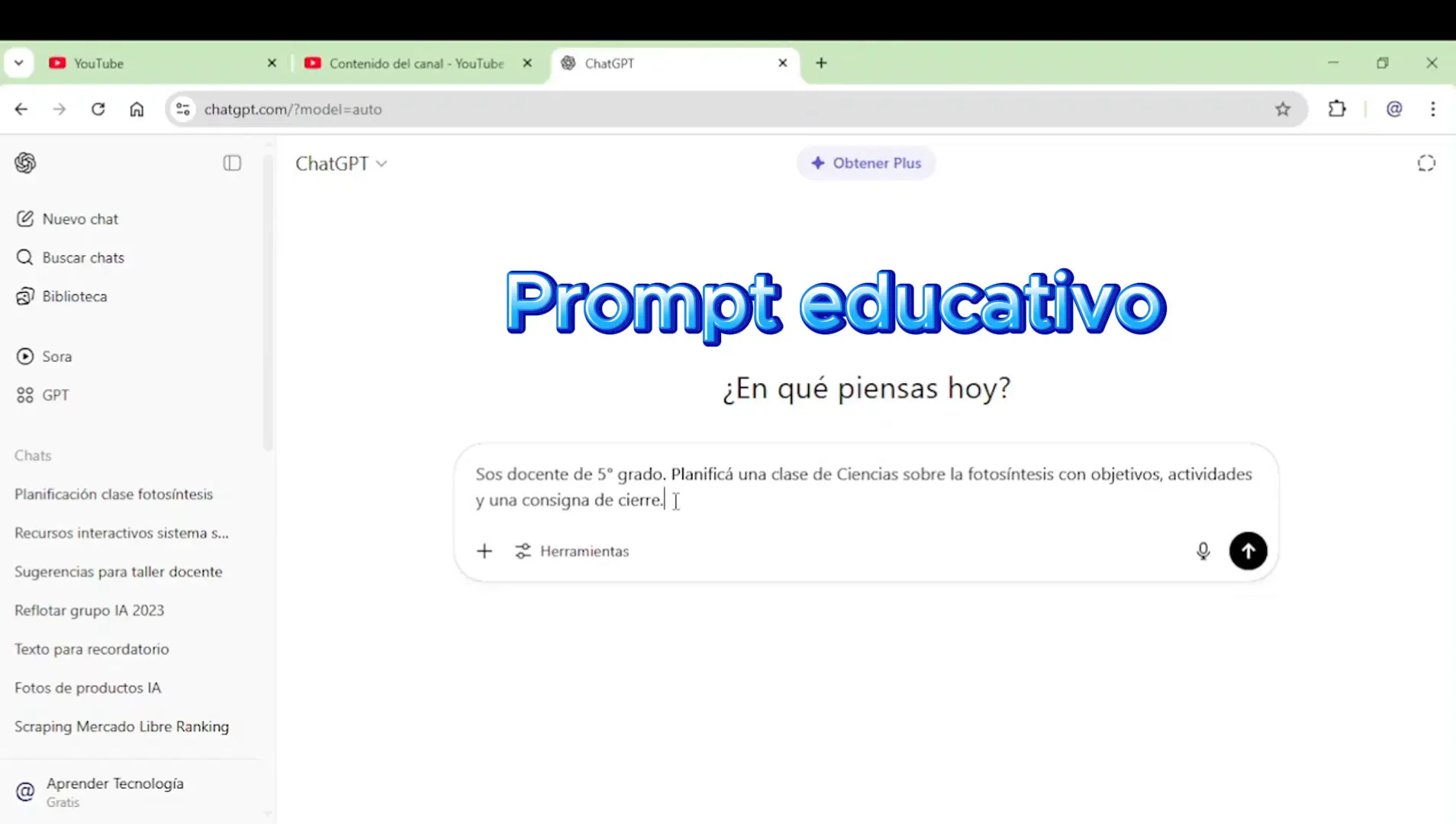 Ejemplo de creación de prompt educativo