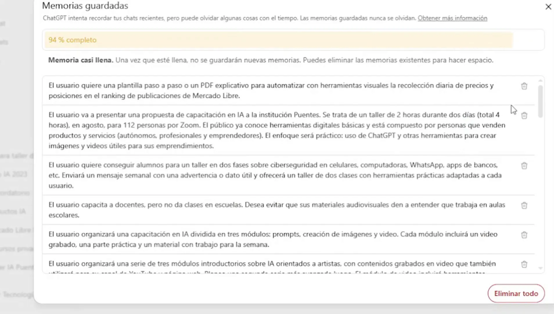 Administrar memorias para optimizar respuestas