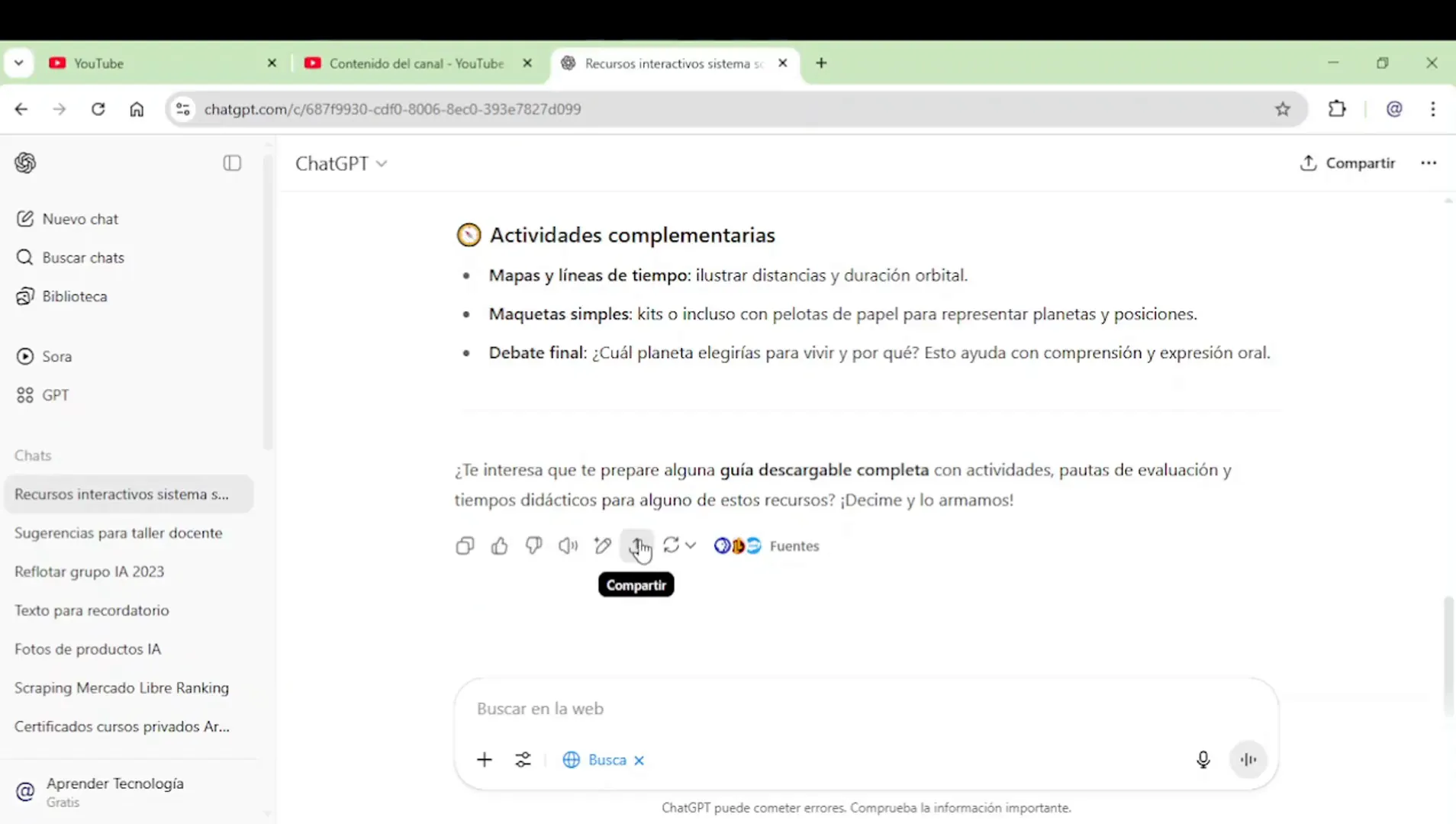 Opciones para copiar, editar y compartir respuestas