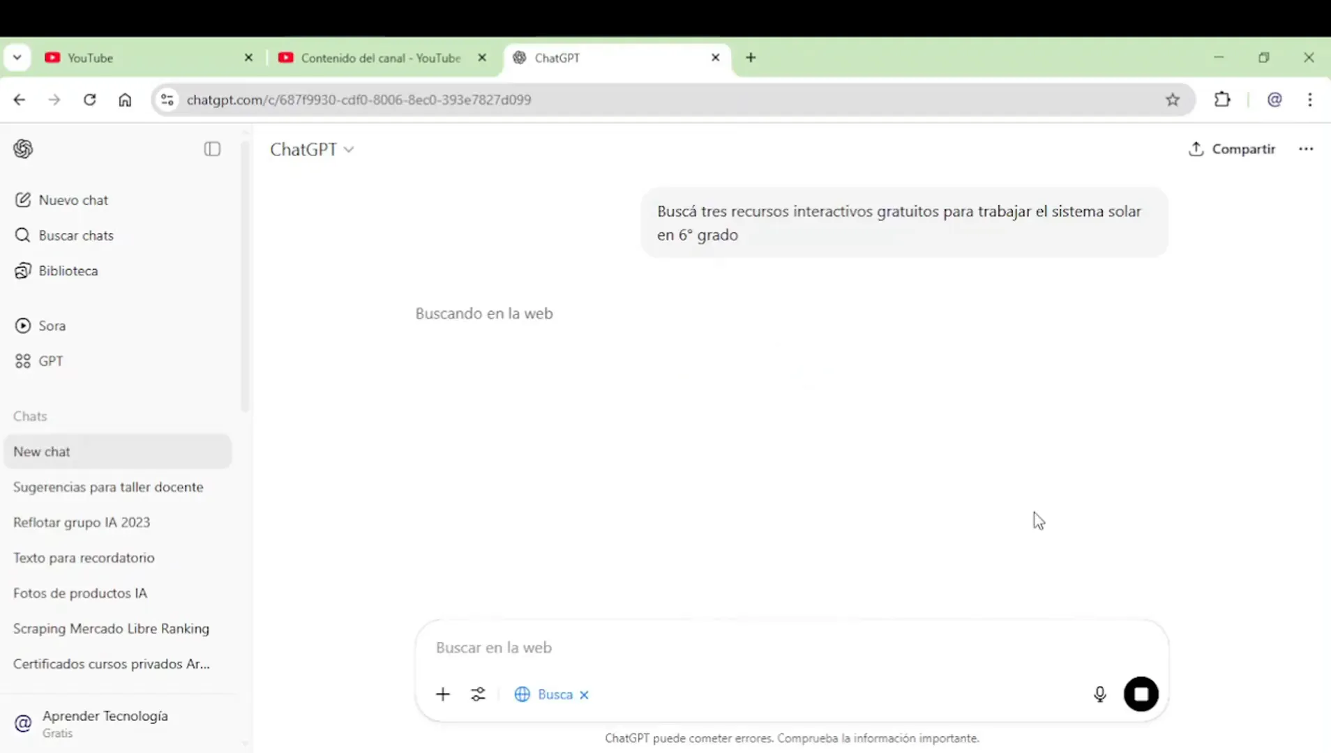 Búsqueda de recursos educativos en la web con ChatGPT