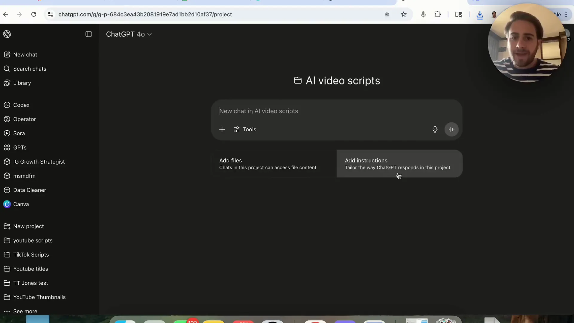 Creación de un proyecto personalizado en ChatGPT para scripts de video