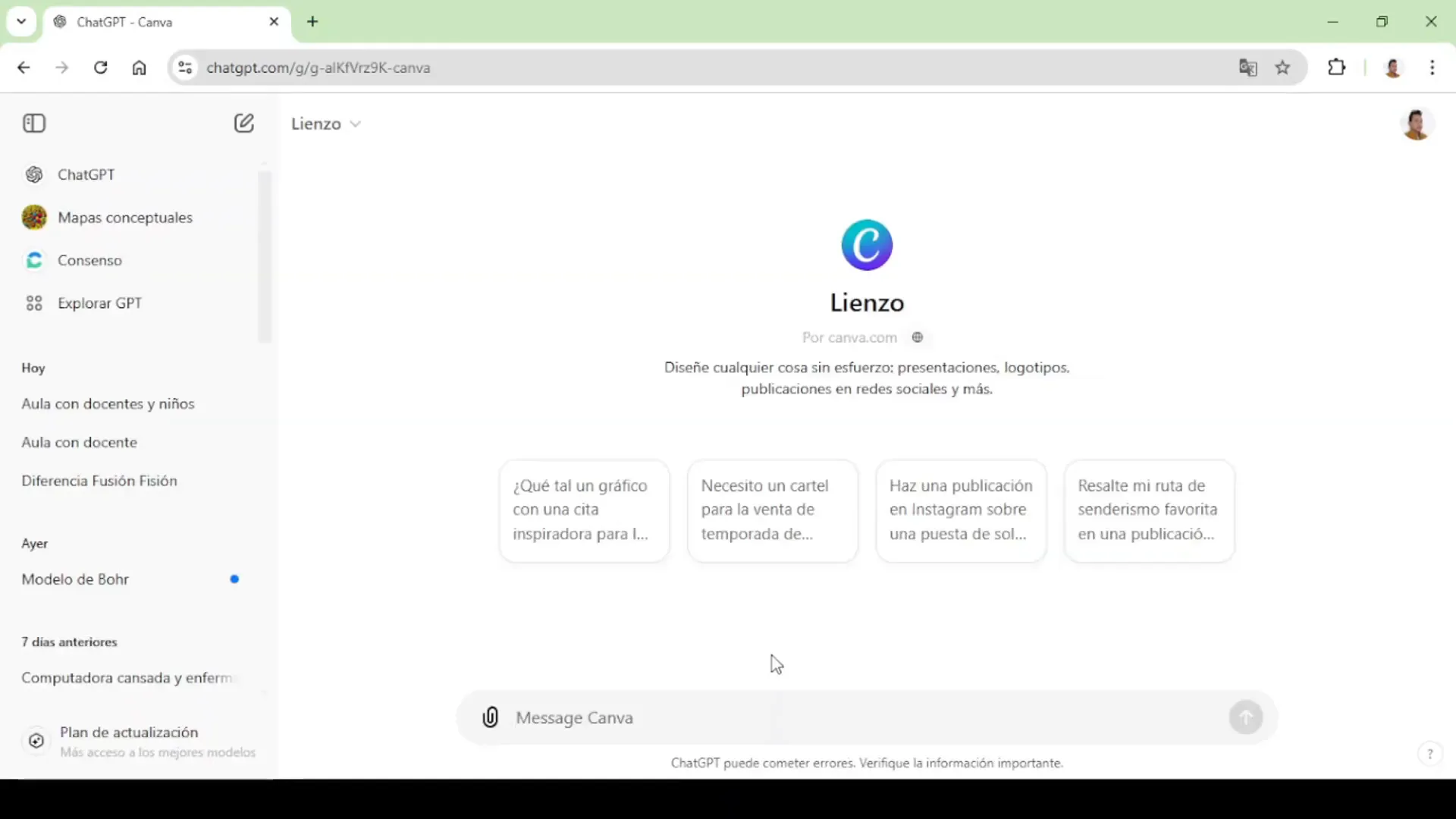 Creando contenido en Canva desde ChatGPT