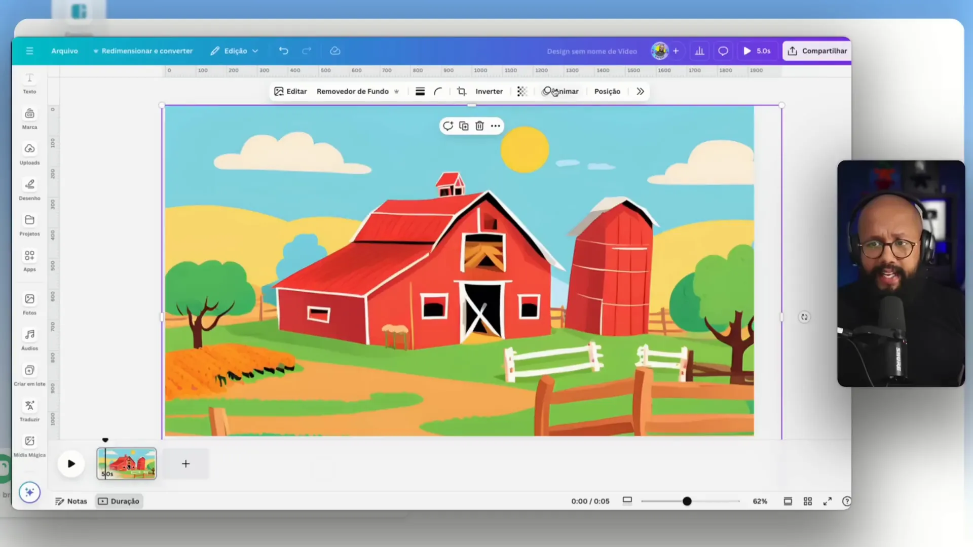 Animando o vídeo no Canva