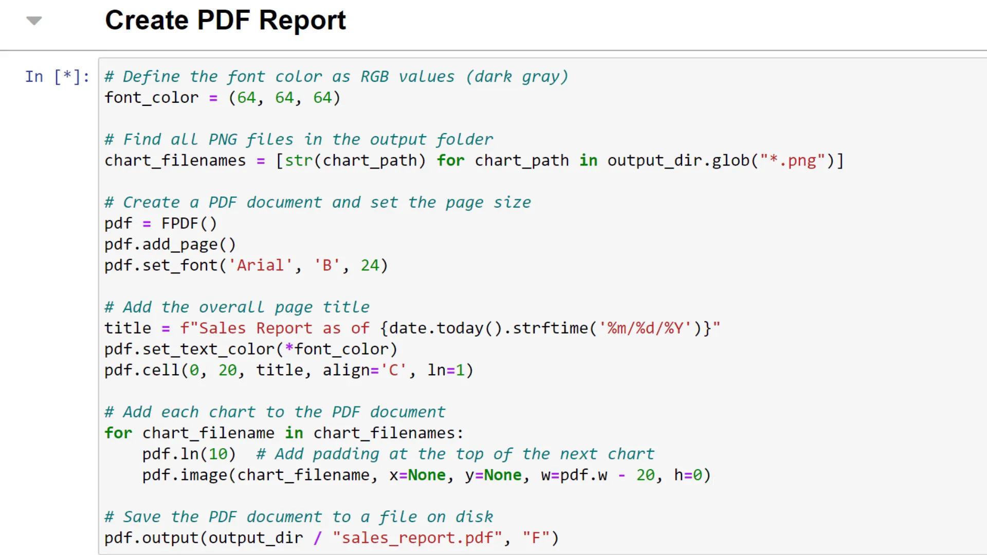Generated PDF report
