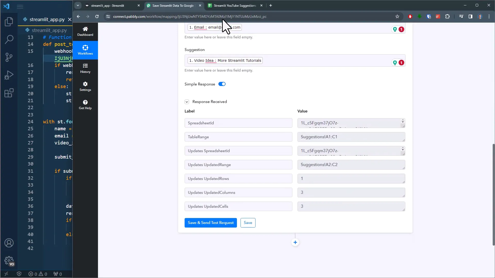 Data stored in Google Sheets