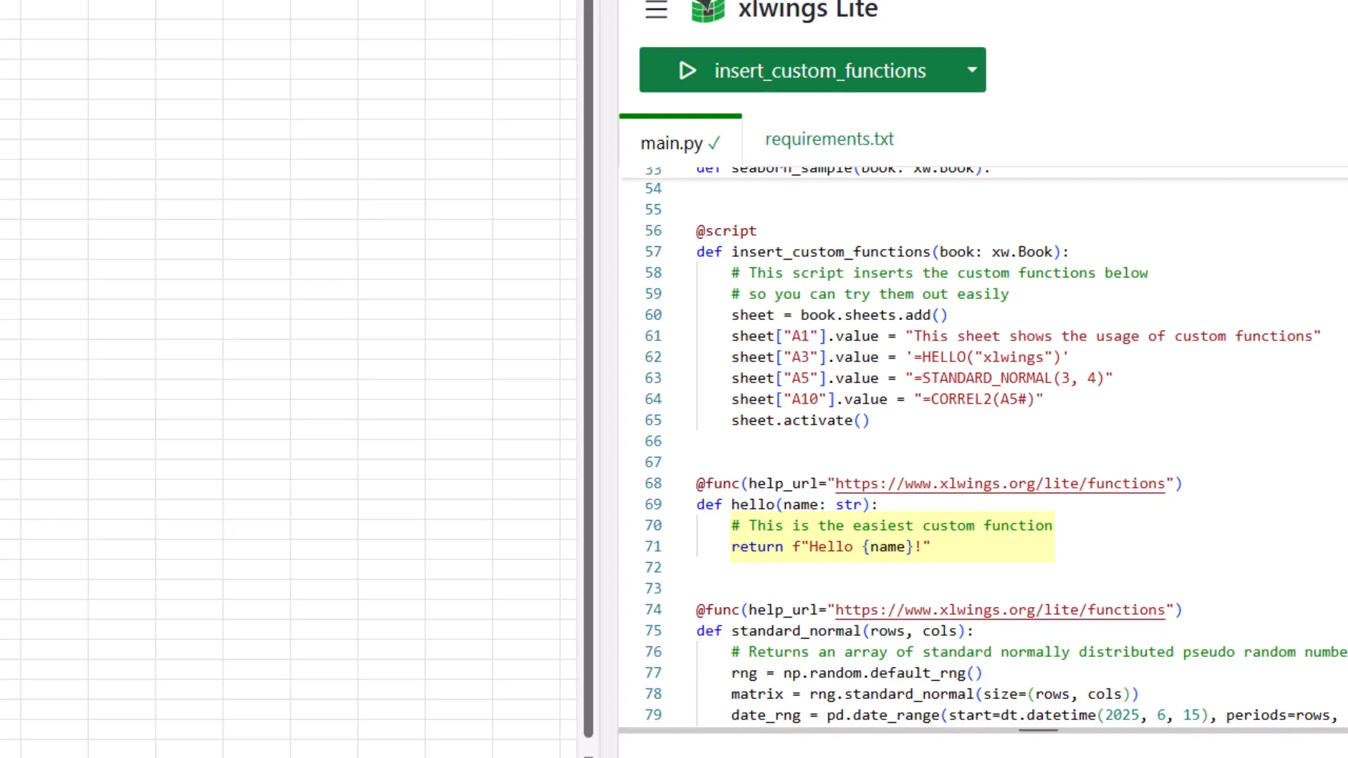 Building dynamic formulas in xlwings Lite