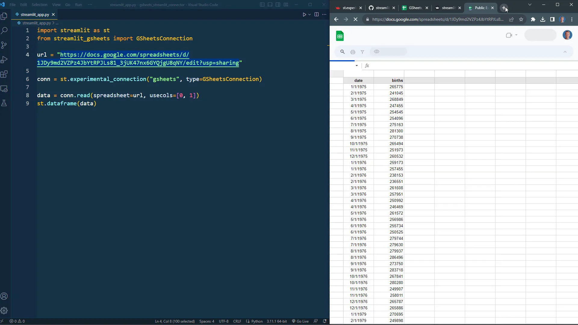 Copy spreadsheet URL