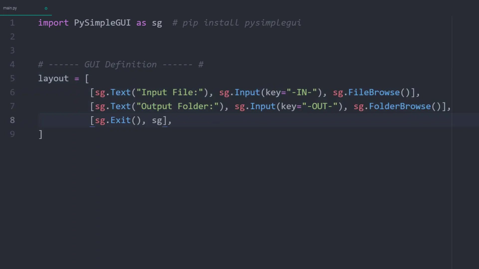 Basic GUI layout