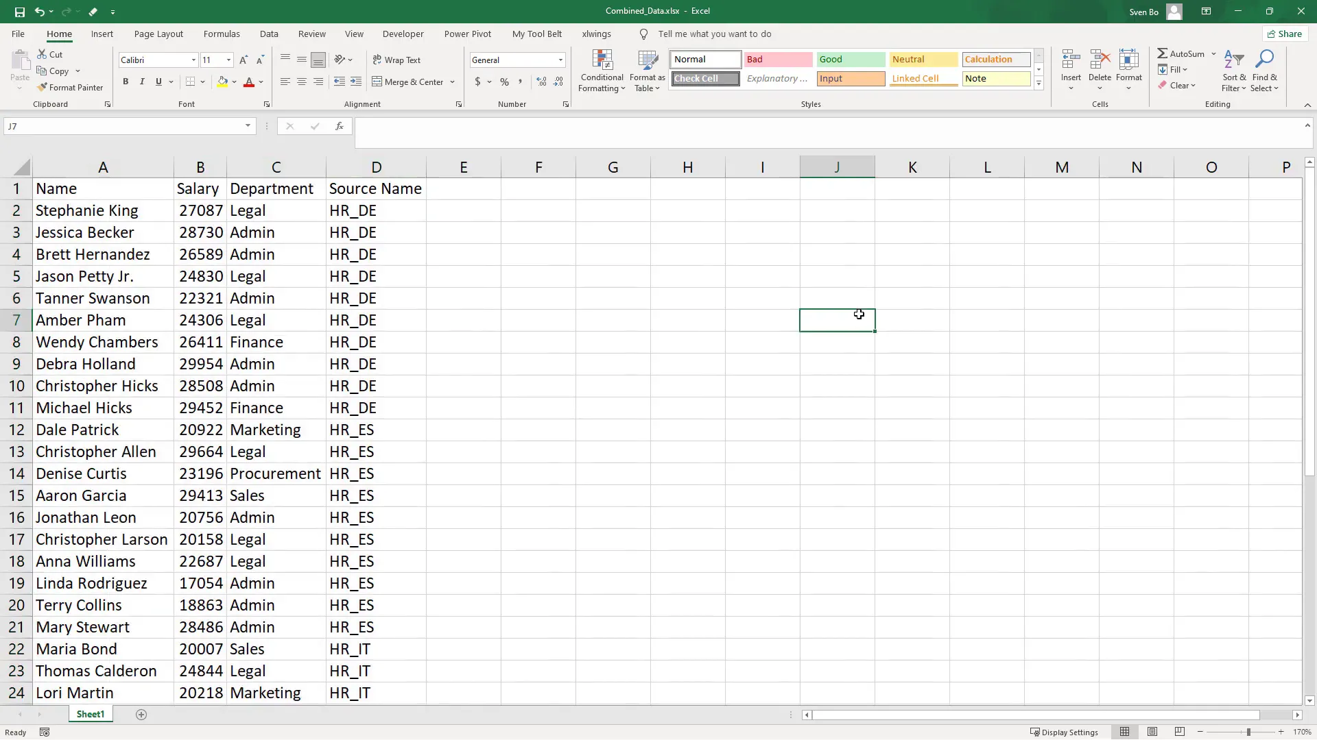 Merged Excel file