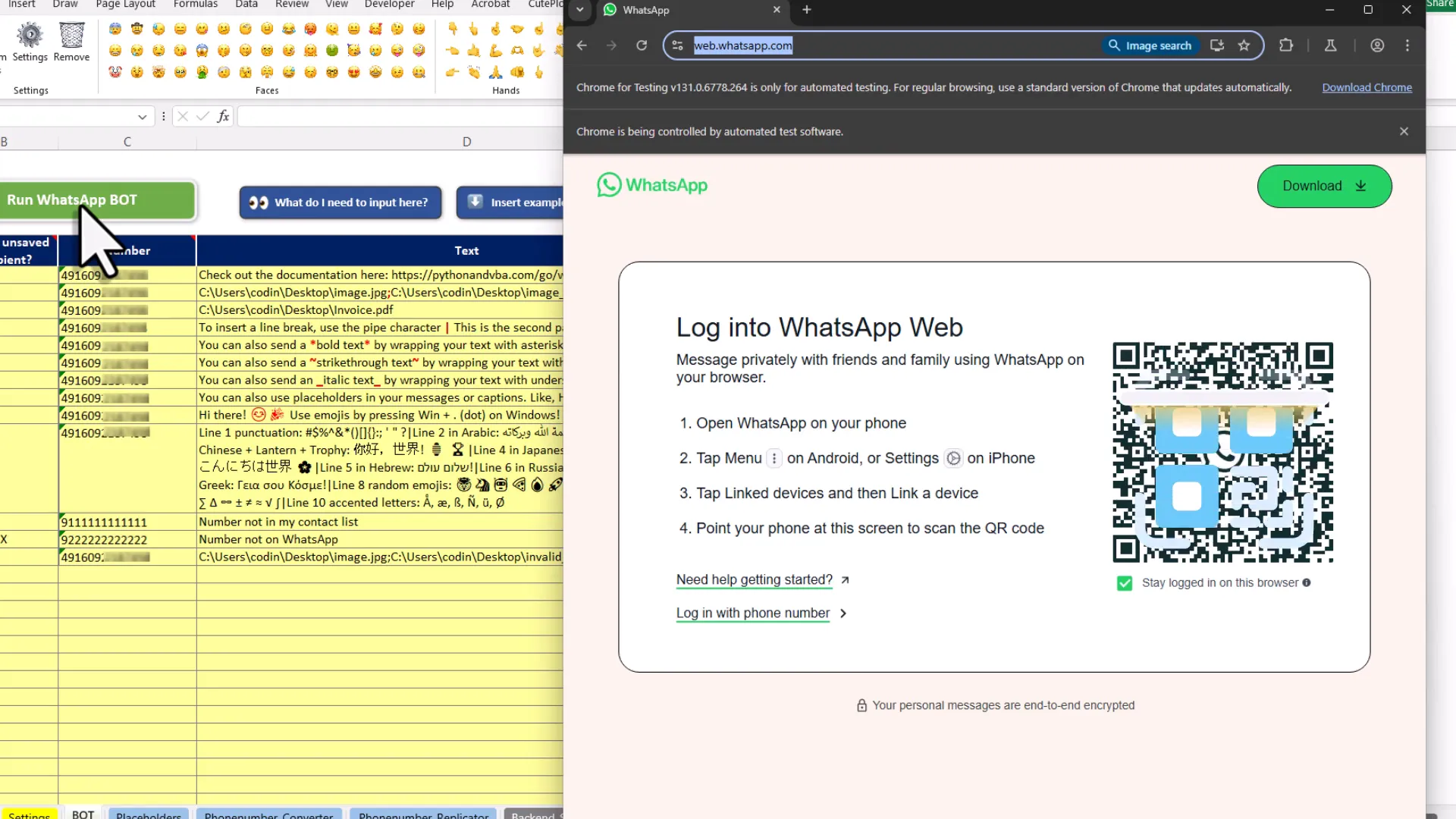 Scanning QR code for WhatsApp login
