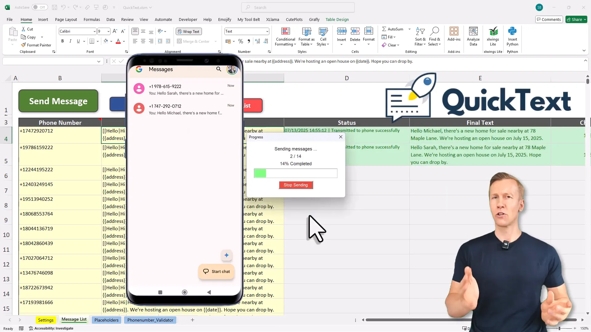 QuickText introduction screen in Excel