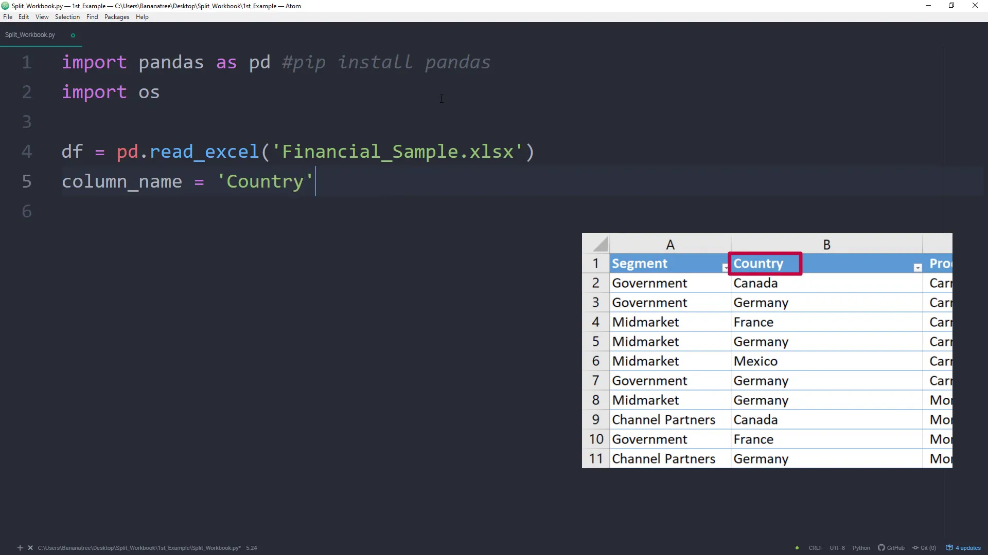 Creating a list of unique countries