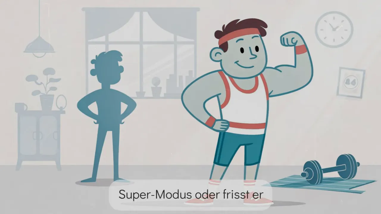 Illustration einer selbstbewussten, trainierten Person, die ihren Arm anspannt und Kraft zeigt